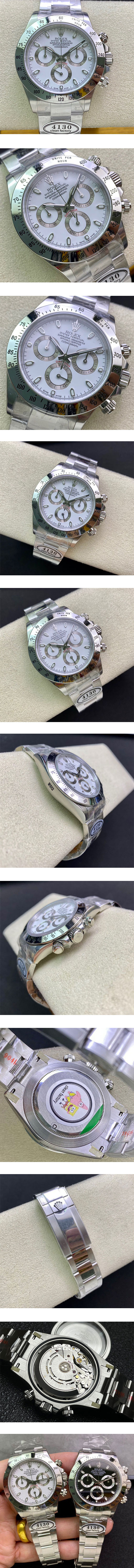 優良技術 最強のROLEX ロレックス スーパーコピーデイトナ116520-78590 CLEAN工場 ホワイト文字盘 4130ムーブ スモールセコンド